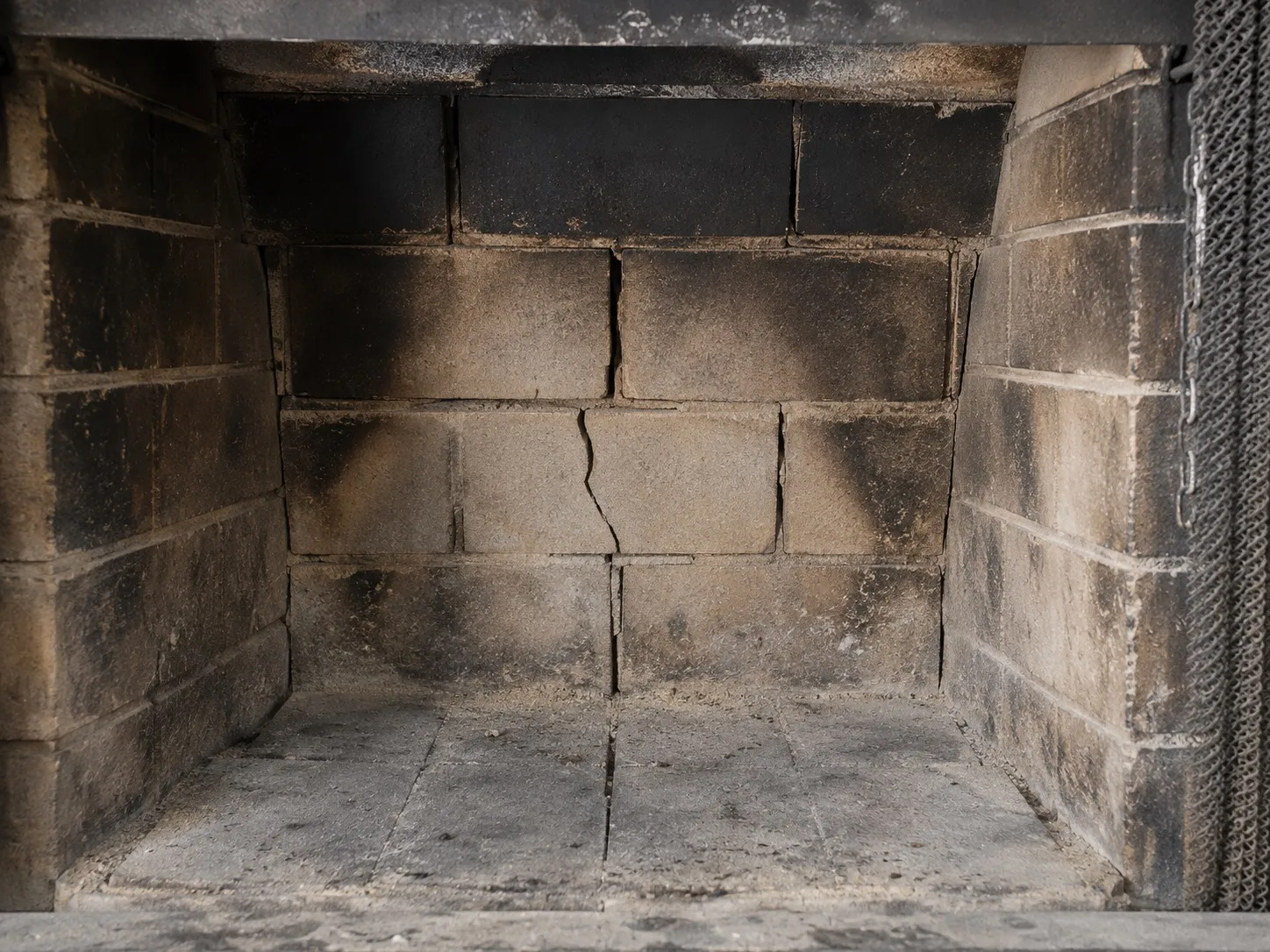 Firebox with cracked firebrick needs mortar